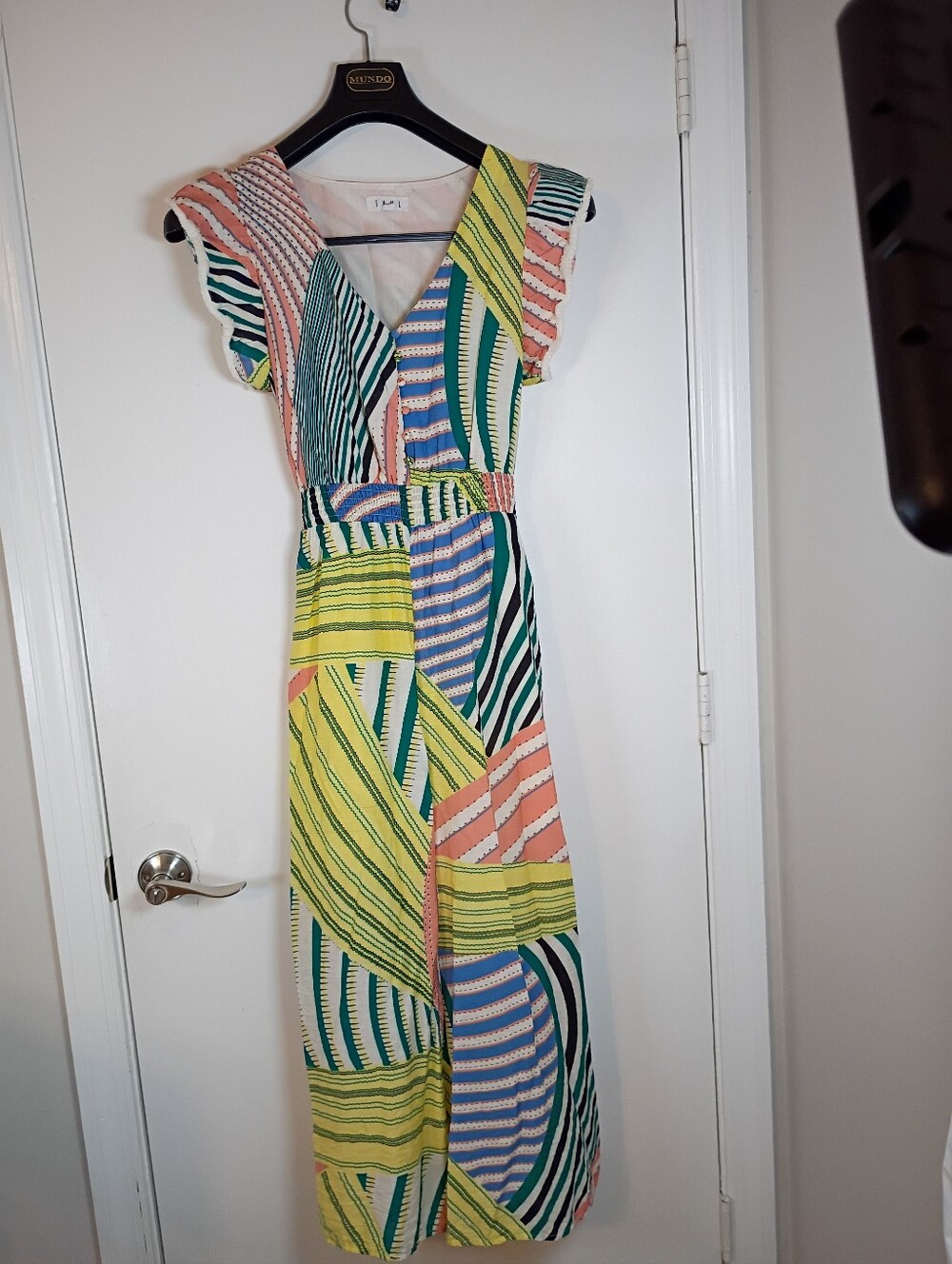 THML Jumpsuit Womens Medium Wide Leg  Ruffle Fringe Bohemian Ethnic